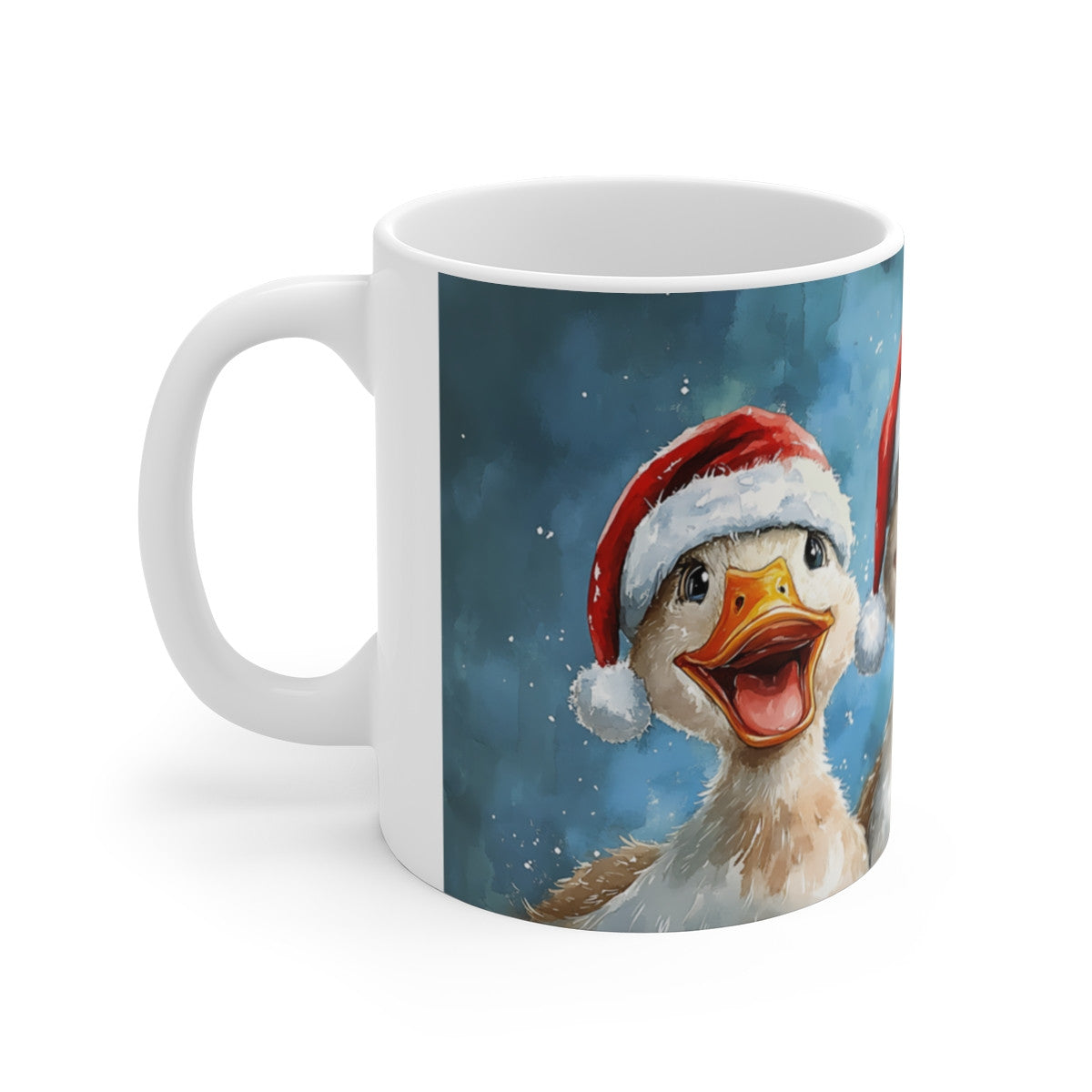 Tasse Canards de Noël – Mug Hiver 325 ml – Trois Canards Rigolos en Bonnet de Noël  – Cadeau