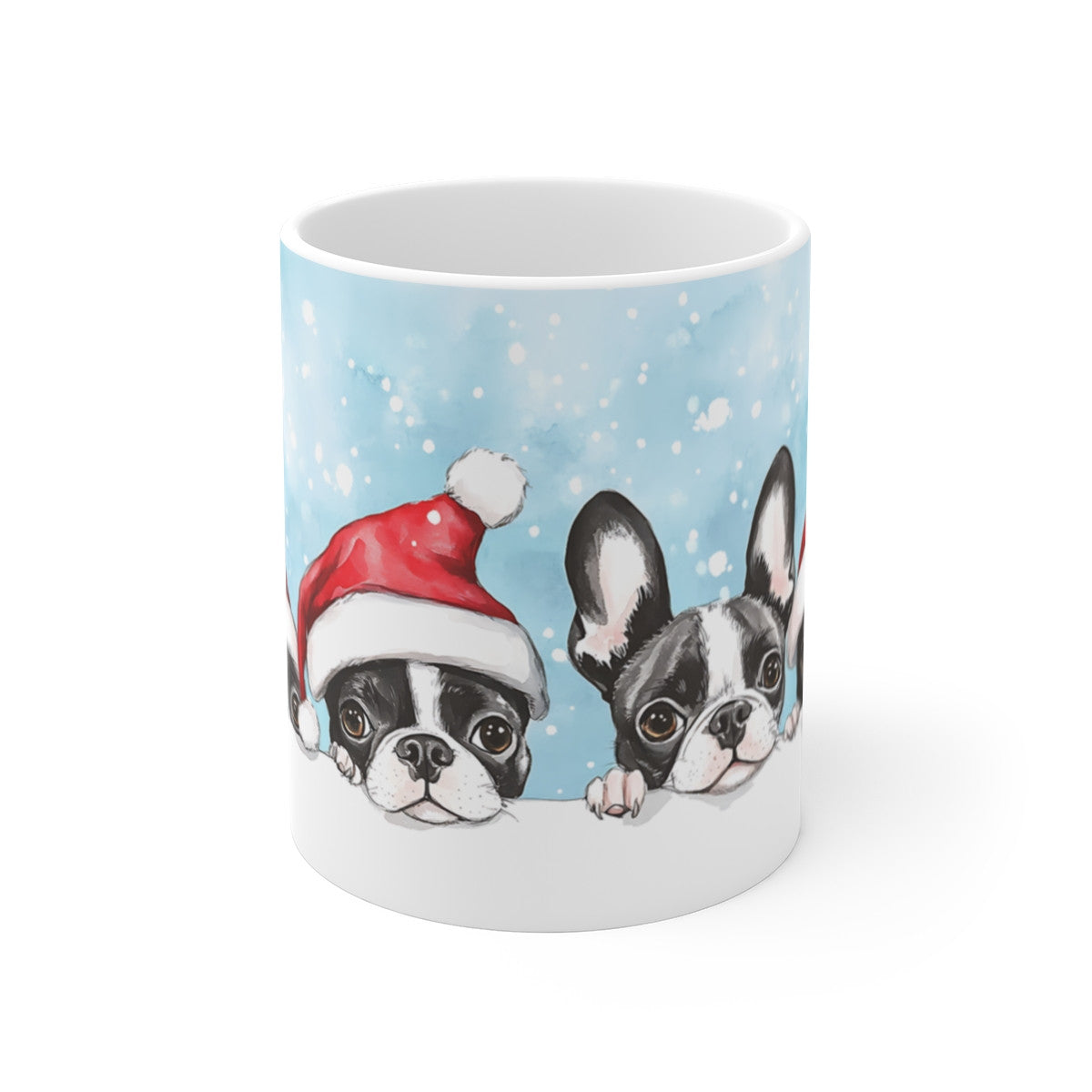 Tasse Noël Chiens Rigolos – Mug Aquarelle Festif Chien Bonnet Père Noël – Idée Cadeau Hiver Céramique 325ml