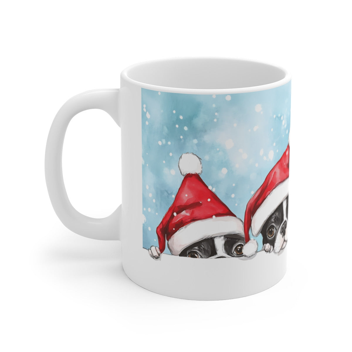 Tasse Noël Chiens Rigolos – Mug Aquarelle Festif Chien Bonnet Père Noël – Idée Cadeau Hiver Céramique 325ml