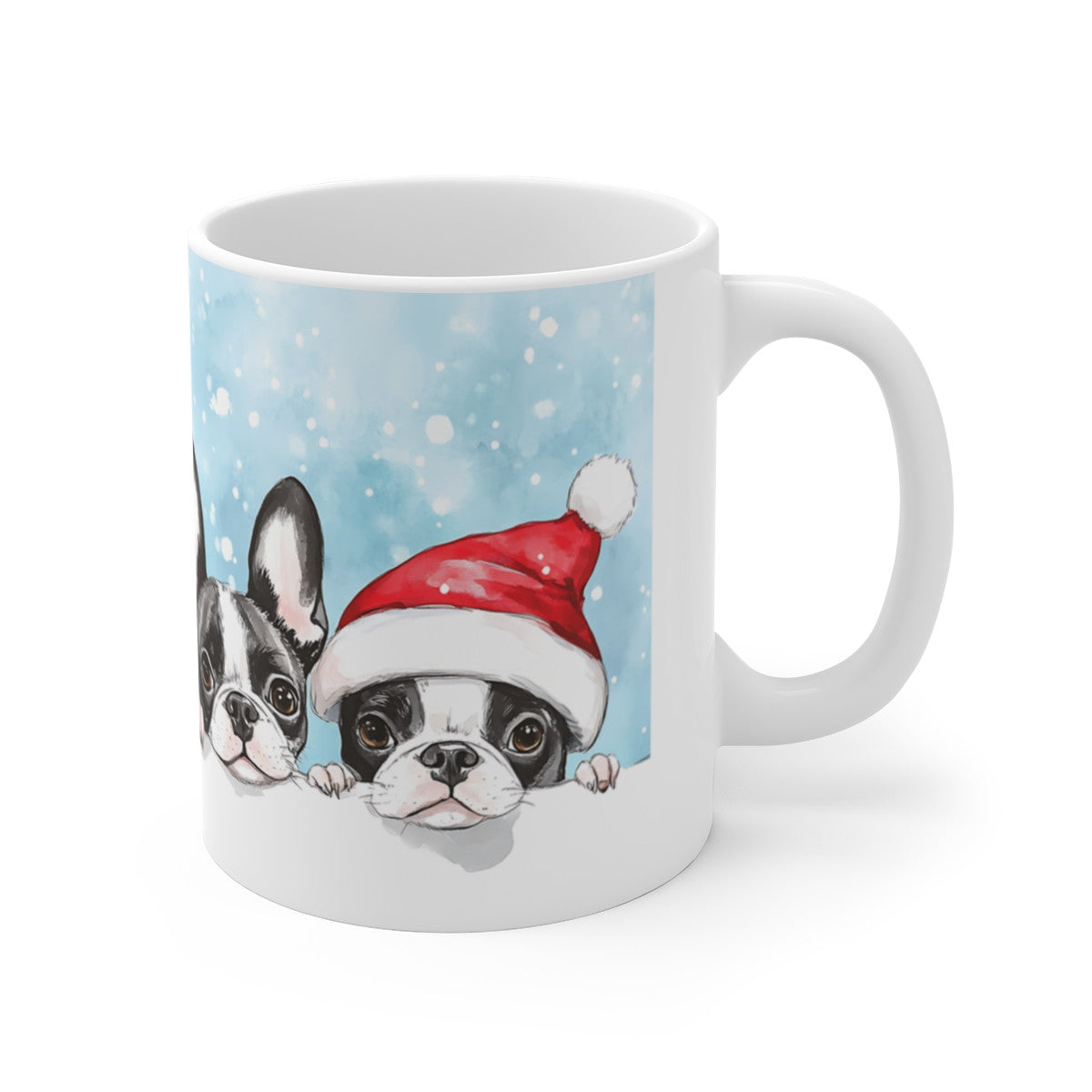 Tasse Noël Chiens Rigolos – Mug Aquarelle Festif Chien Bonnet Père Noël – Idée Cadeau Hiver Céramique 325ml