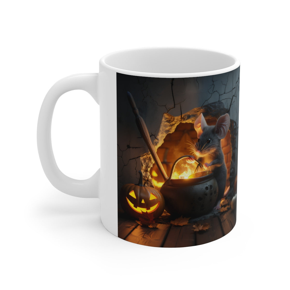 Tasse Halloween Souris Magique – Mug Aquarelle Chaudron Citrouille – Cadeau Automne Hiver