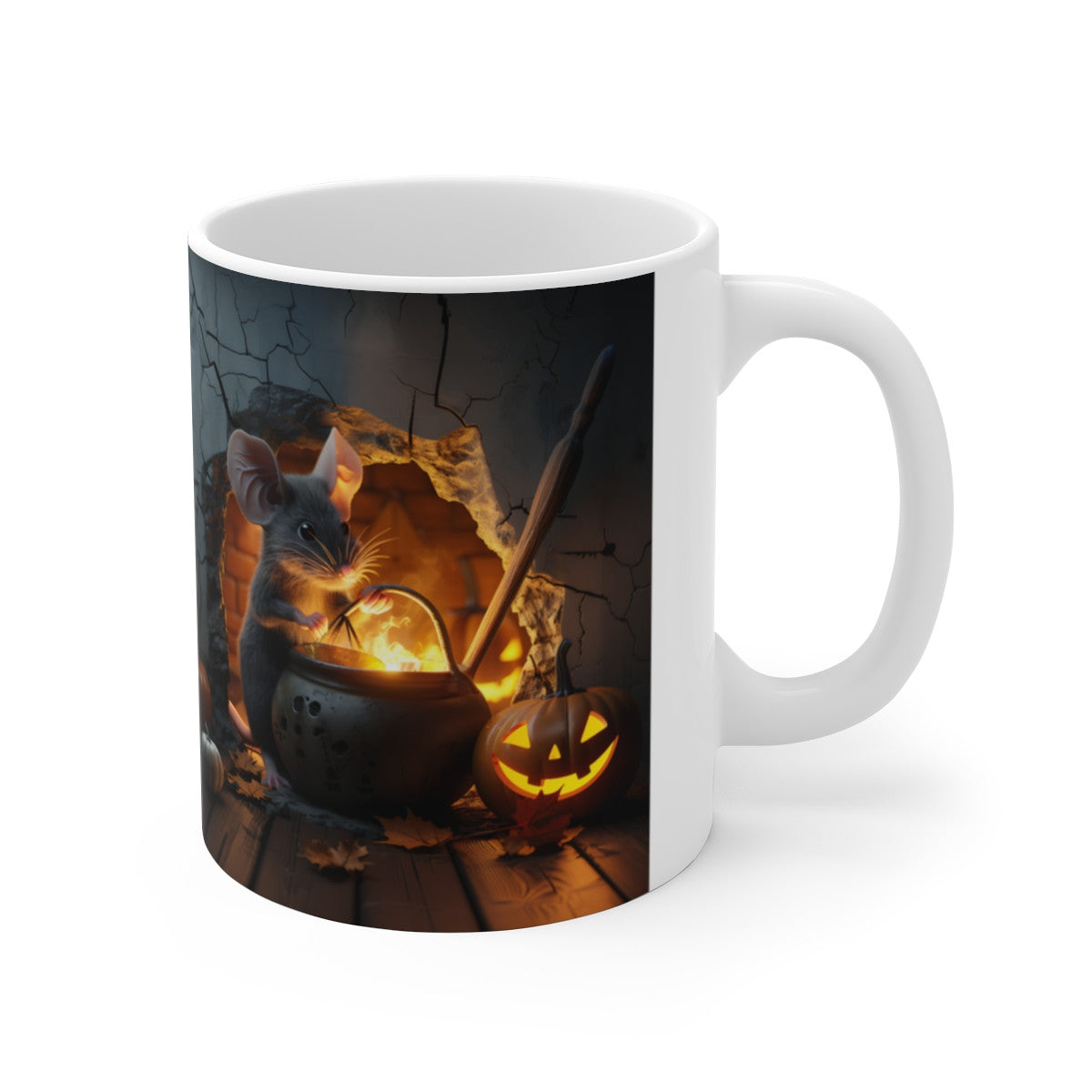 Tasse Halloween Souris Magique – Mug Aquarelle Chaudron Citrouille – Cadeau Automne Hiver