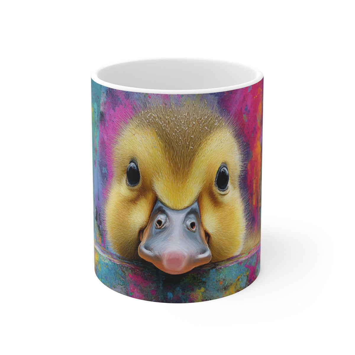 Tasse Caneton Pop Art – Mug Aquarelle Coloré Canard Mignon – Cadeau Original Artiste Céramique 325ml