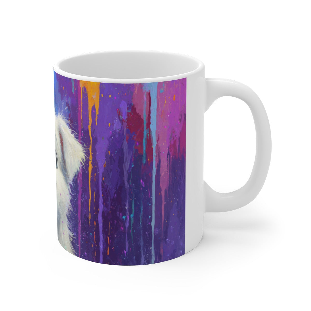 Tasse Chien Blanc Pop Art – Mug Coloré Aquarelle Animaux – Cadeau Original Céramique 325ml