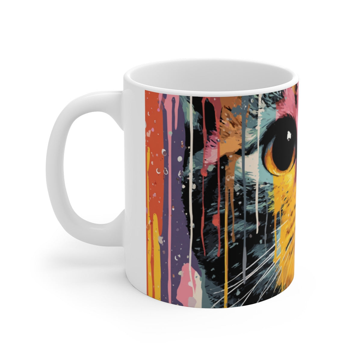 Tasse Chat Pop Art – Mug Coloré Aquarelle Feline Moderne – Cadeau Animal Mignon Céramique 325ml