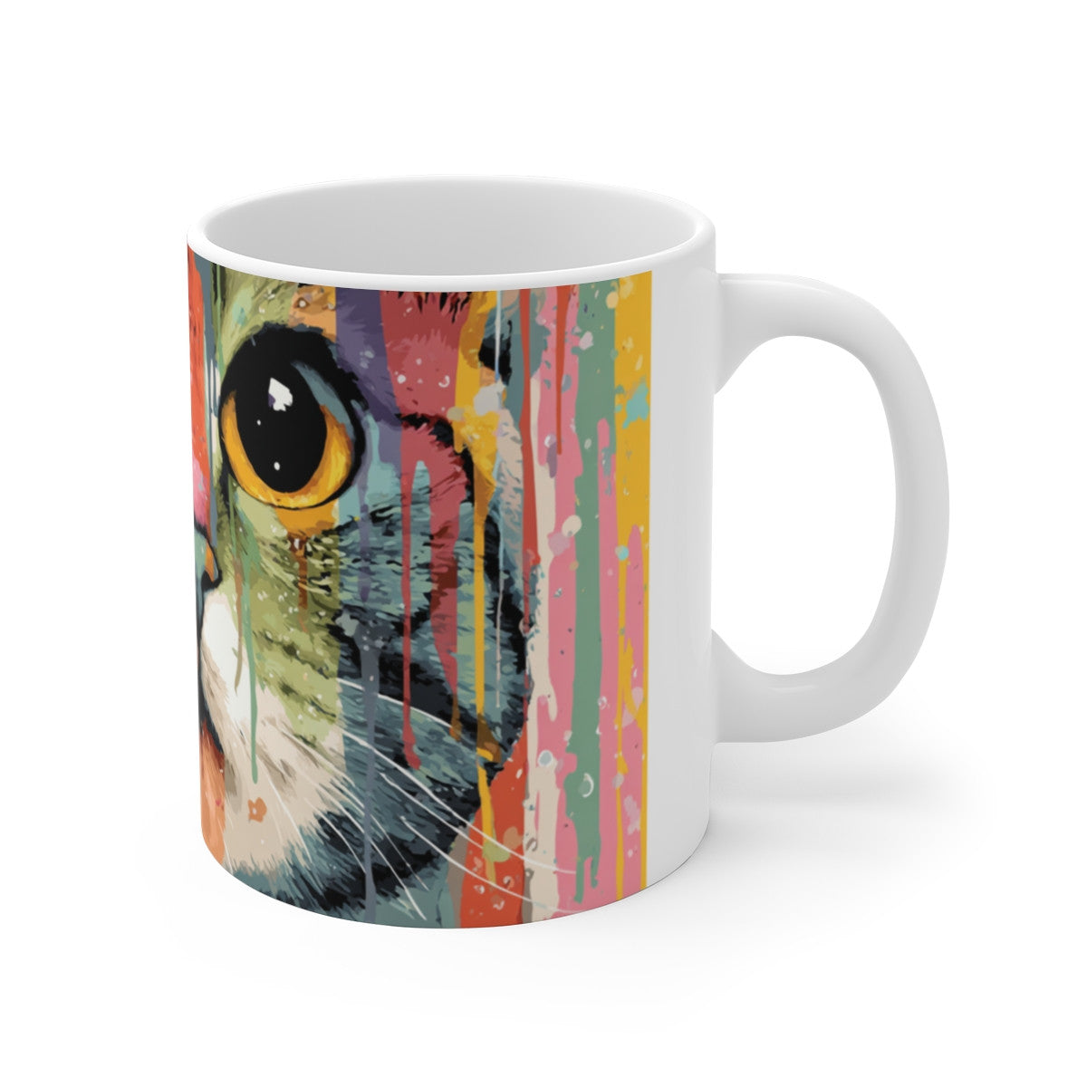 Tasse Chat Pop Art – Mug Coloré Aquarelle Feline Moderne – Cadeau Animal Mignon Céramique 325ml