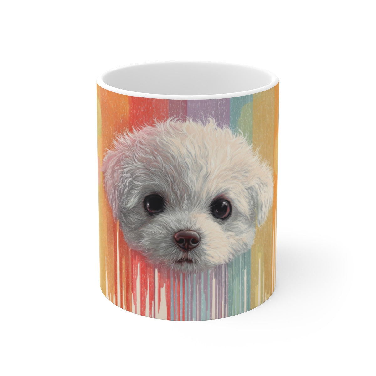 Tasse Chien Blanc Mignon – Mug Aquarelle Arc-en-Ciel – Cadeau Animal Doux Céramique 325ml