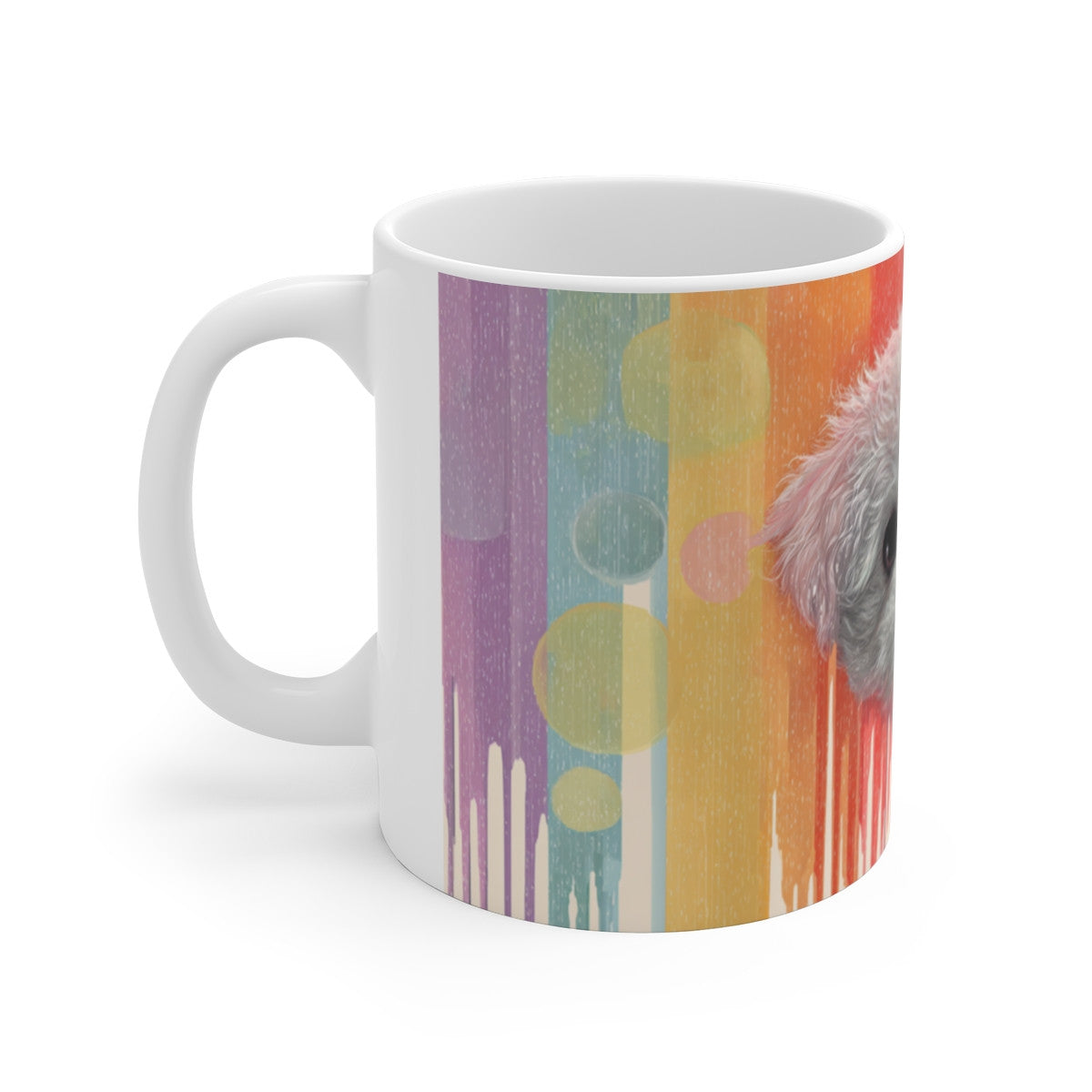 Tasse Chien Blanc Mignon – Mug Aquarelle Arc-en-Ciel – Cadeau Animal Doux Céramique 325ml