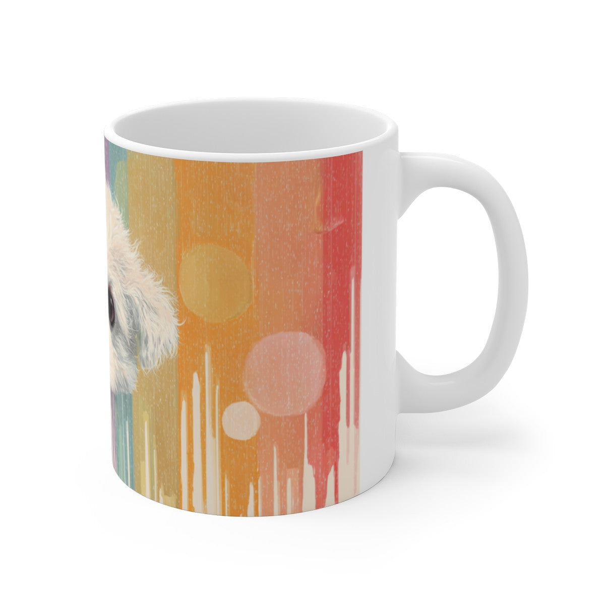 Tasse Chien Blanc Mignon – Mug Aquarelle Arc-en-Ciel – Cadeau Animal Doux Céramique 325ml