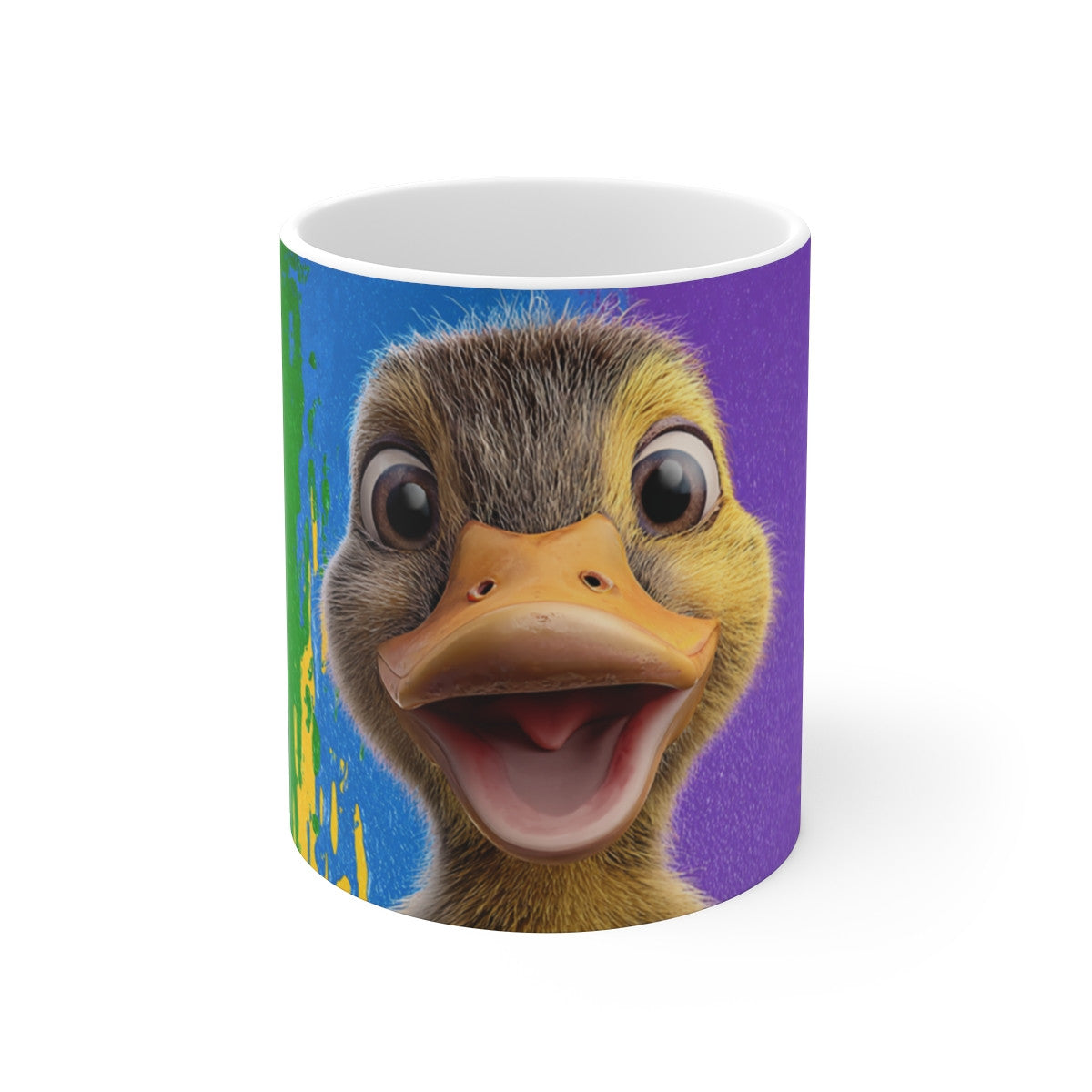 Tasse Caneton Souriant – Mug Coloré Pop Art Canard Mignon – Cadeau Original Céramique 325ml