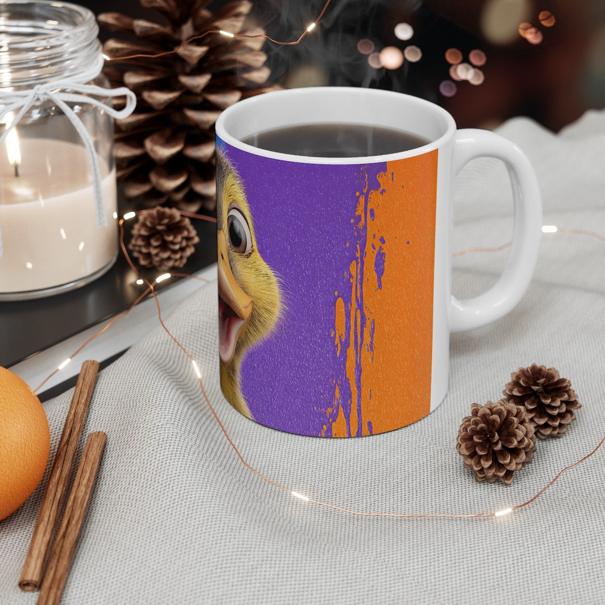 Tasse Caneton Souriant – Mug Coloré Pop Art Canard Mignon – Cadeau Original Céramique 325ml