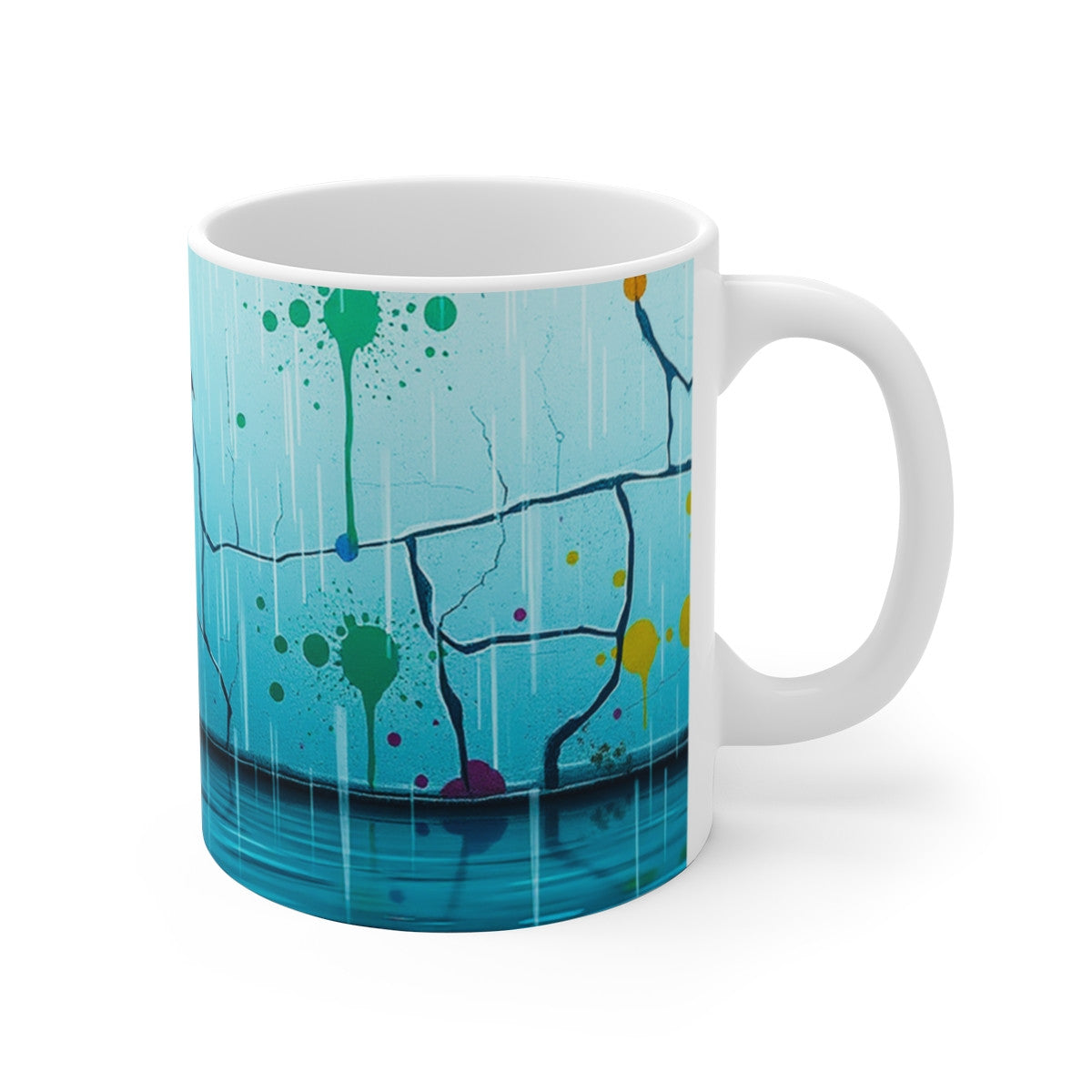 Tasse Souris Parapluie Coloré – Mug Aquarelle Arc-en-Ciel – Cadeau Original Animal Poétique Céramique 325ml
