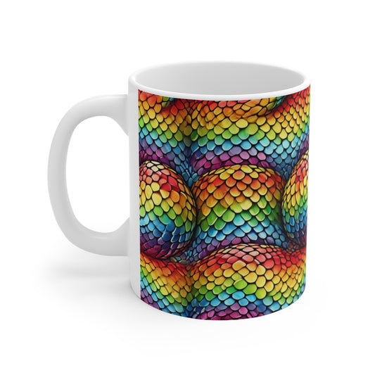 Tasse Arc-en-Ciel Écailles Colorées – Mug 3D Texturé Multicolore – Cadeau Original Céramique 325ml