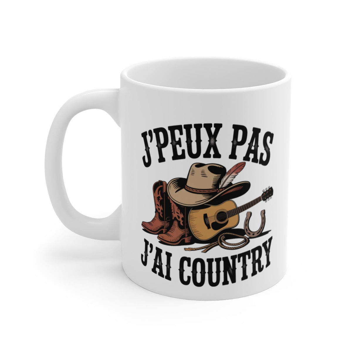 Tasse Cowboy Country – Mug Western Guitare et Bottes – Cadeau Musique Country Céramique 325ml
