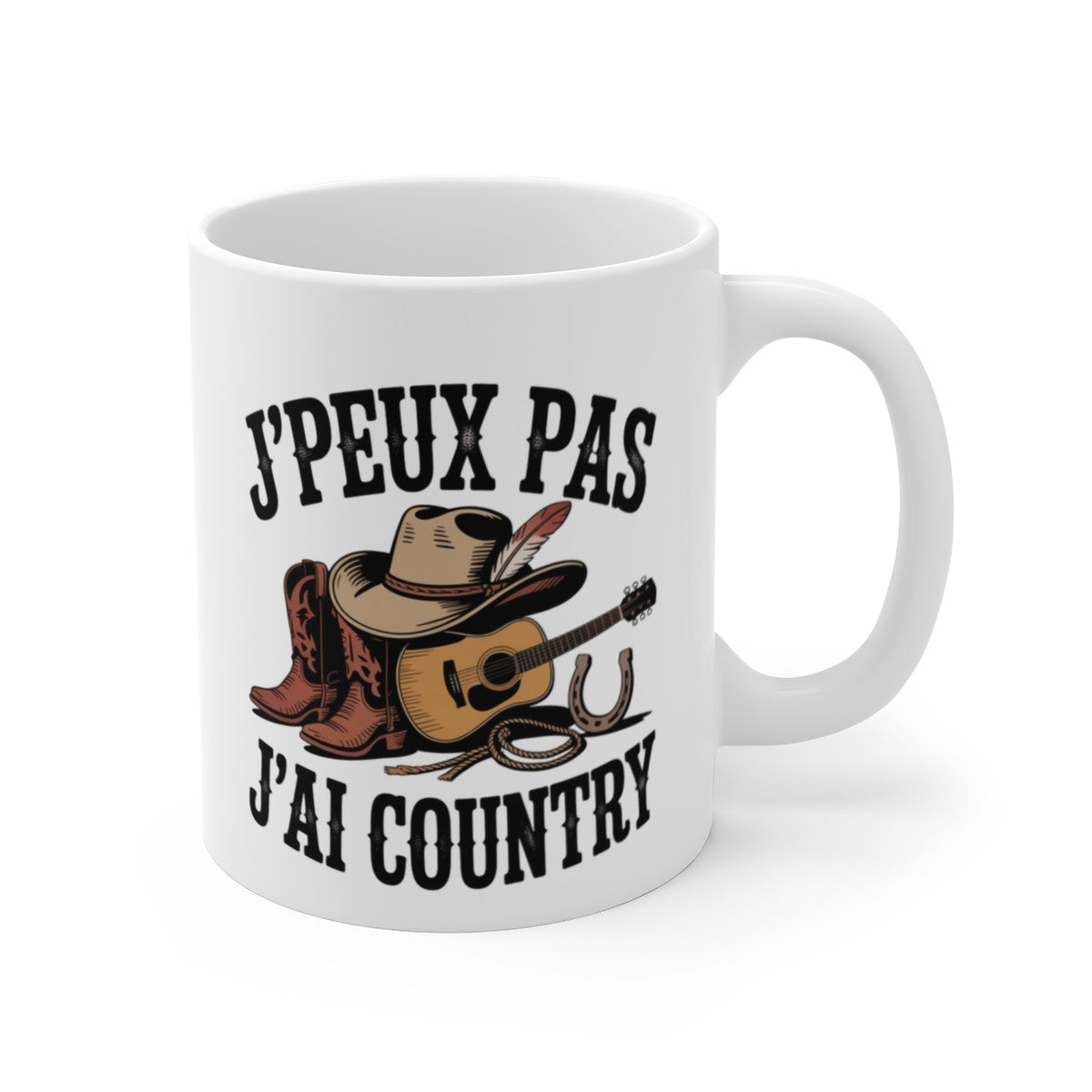 Tasse Cowboy Country – Mug Western Guitare et Bottes – Cadeau Musique Country Céramique 325ml