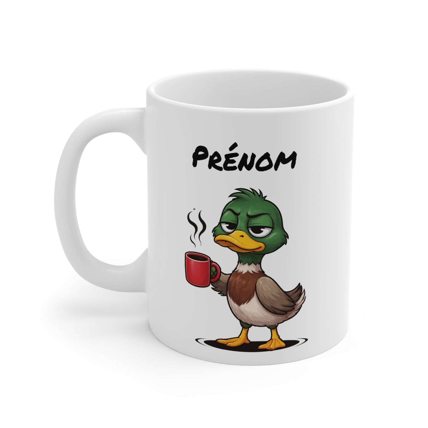 Mug Canard Fatigué Personnalisable 325ml – Tasse Café Humoristique Prénom Cadeau Original