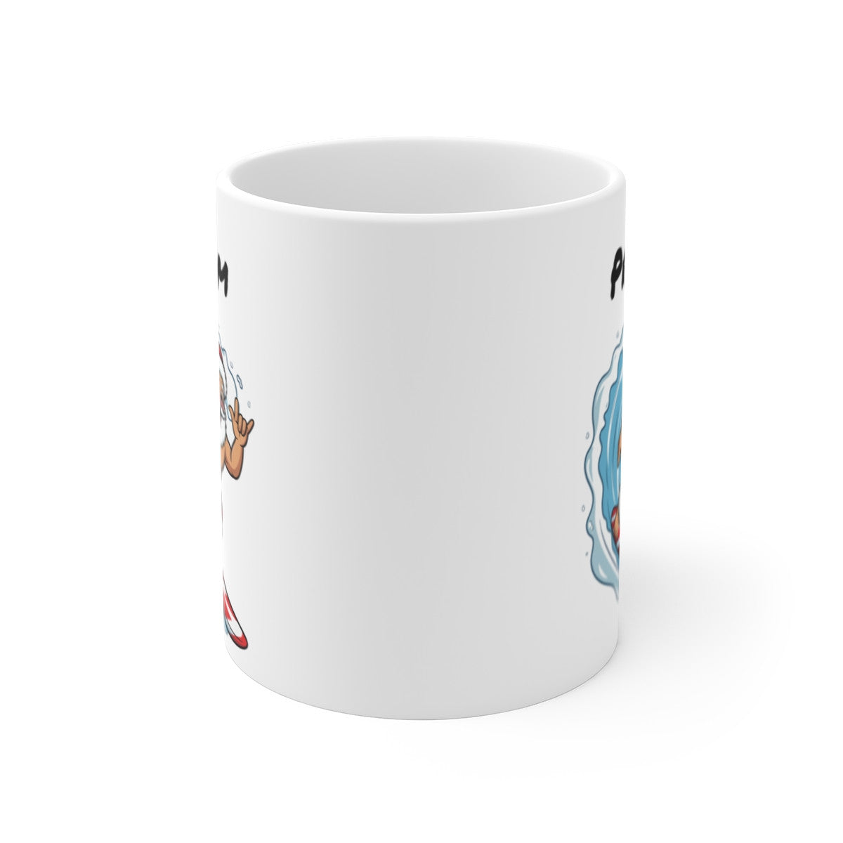 Tasse Personnalisable Père Noël Surfeur – Mug Noël Original – Cadeau Humour Vacances d’Hiver Été 325 ml
