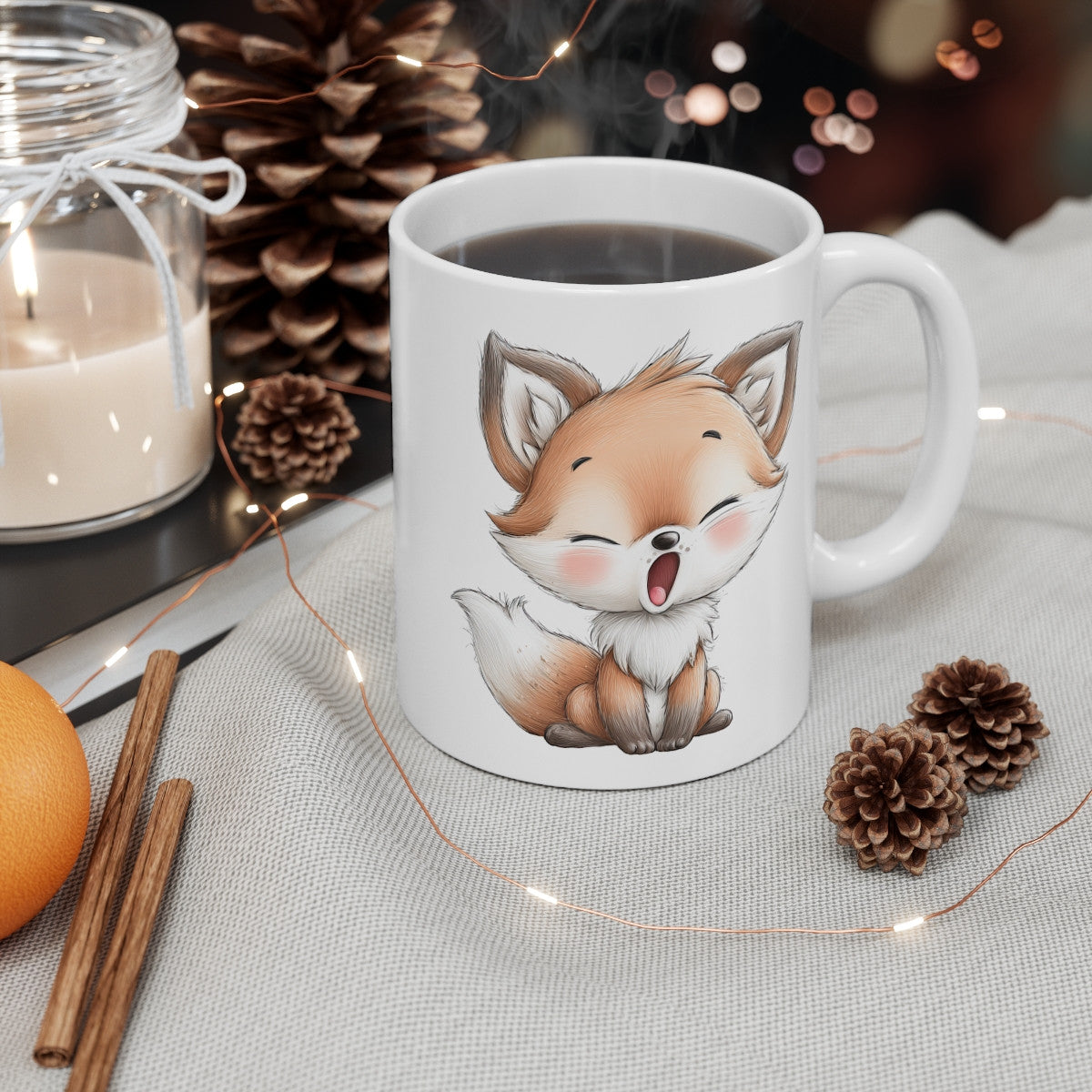 Tasse Céramique Renard Mignon – Mug Animaux Doux et Adorable – Cadeau Nature Poétique 325 ml