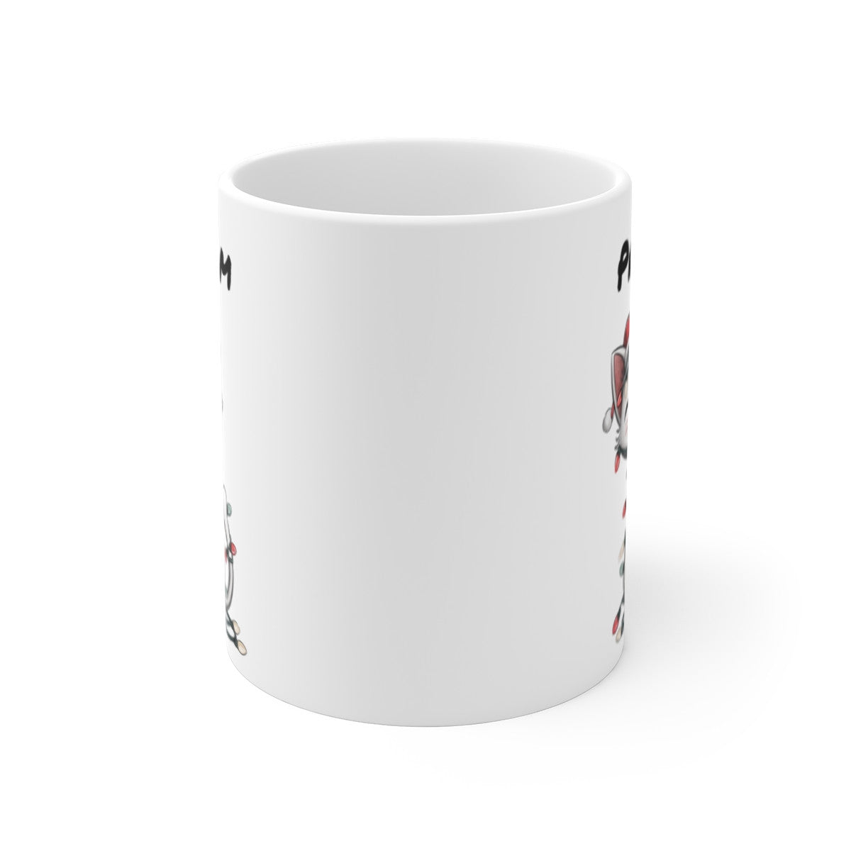 Tasse Personnalisable Chat Noël Mignon – Mug Prénom Chat Blanc Festif – Cadeau Hiver Original 325 ml