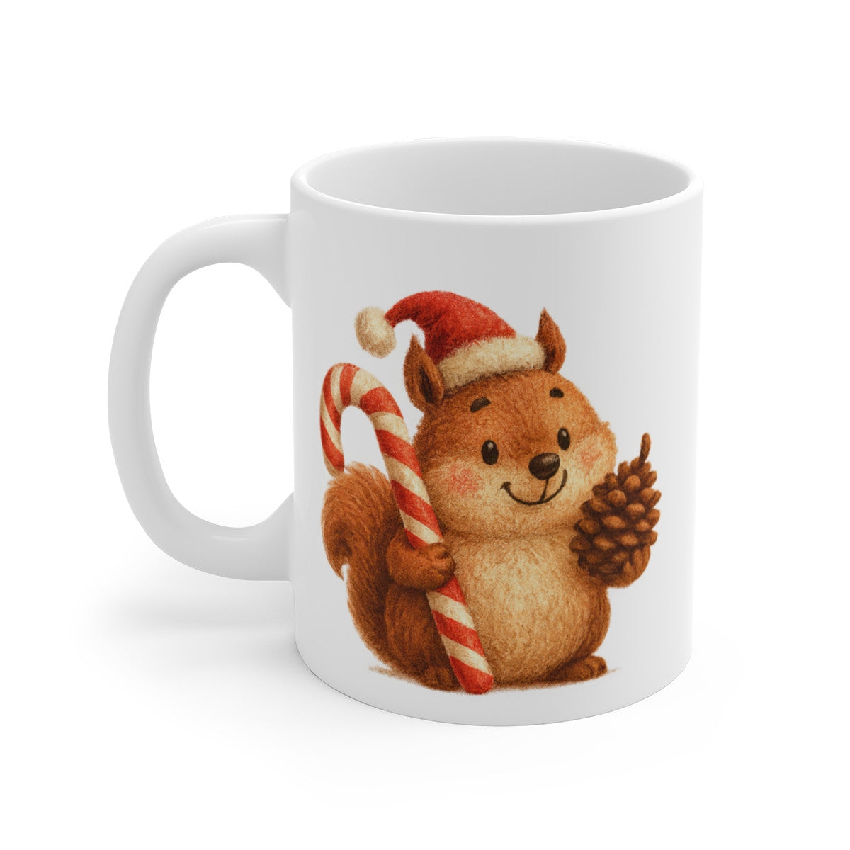 Tasse Céramique Écureuil Noël Mignon – Mug Hiver Festif – Cadeau Original Nature 325 ml
