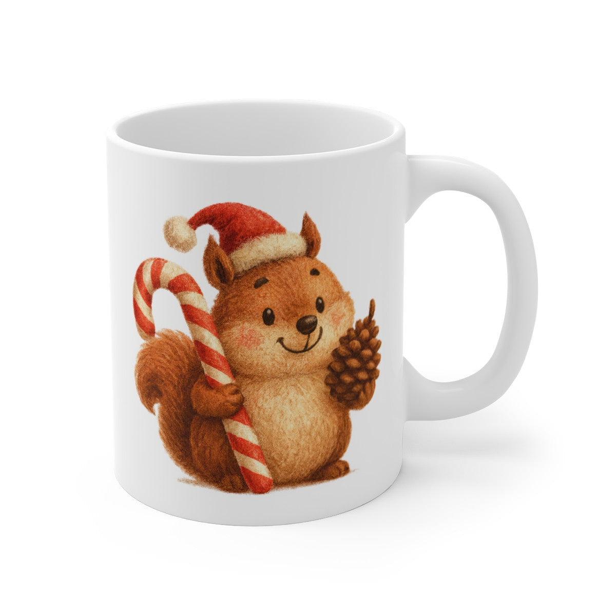 Tasse Céramique Écureuil Noël Mignon – Mug Hiver Festif – Cadeau Original Nature 325 ml