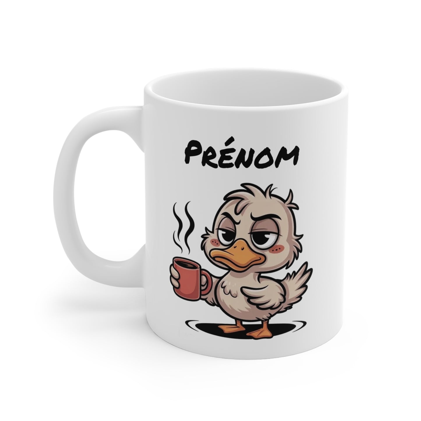 Tasse Canard Personnalisable avec Prénom – Mug Humour Café Matin Difficile – Cadeau Original Amateur de Café 325ml