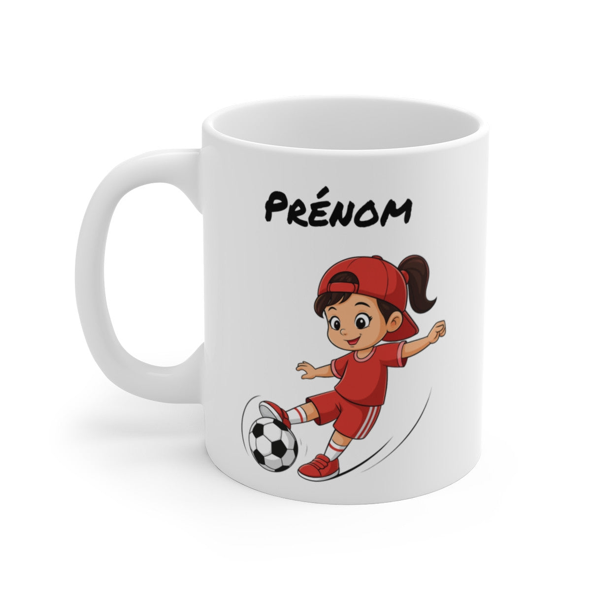 Tasse Personnalisable Foot Fille – Mug Football avec Prénom Cartoon 325ml Cadeau Sport Enfant