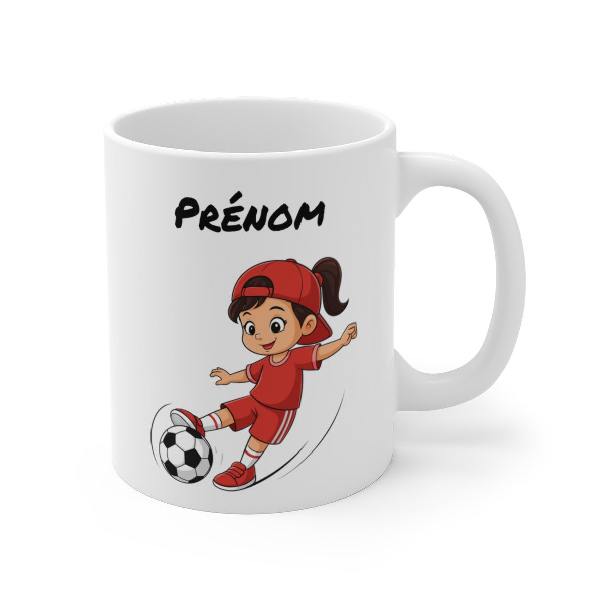 Tasse Personnalisable Foot Fille – Mug Football avec Prénom Cartoon 325ml Cadeau Sport Enfant
