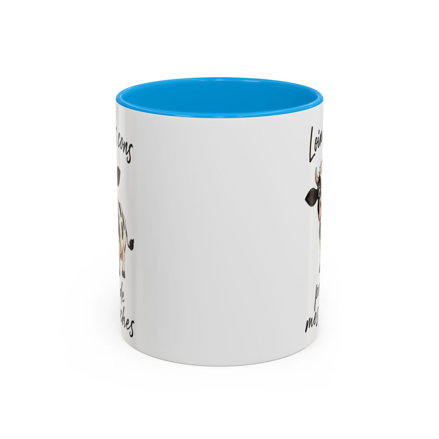 Tasse Humour Vache Cartoon – Loin des Cons Près de Mes Vaches – Mug Drôle Campagne et Ferme 325ml
