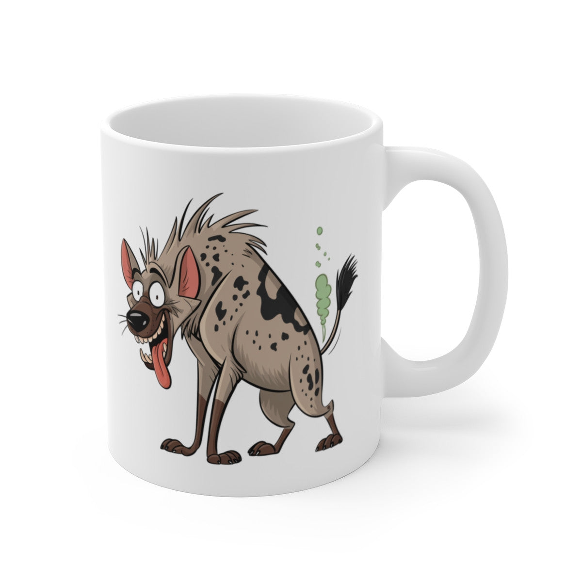 Tasse Humour Hyène qui Pète – Mug Cartoon Drôle 325ml Cadeau Rigolo Collègue