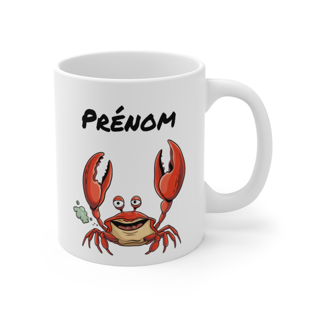 Tasse Personnalisable Crabe Humour – Mug Cartoon Drôle avec Prénom 325ml Cadeau Original