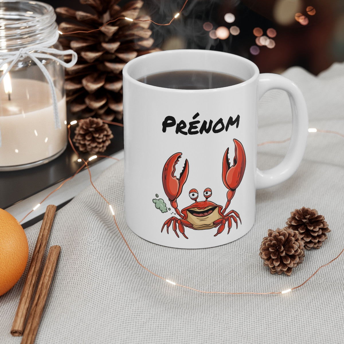 Tasse Personnalisable Crabe Humour – Mug Cartoon Drôle avec Prénom 325ml Cadeau Original