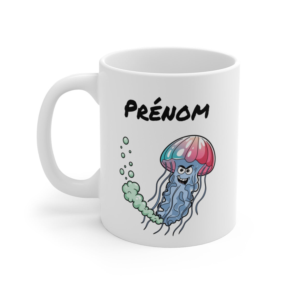 Tasse Personnalisable Méduse Humour – Mug Cartoon avec Prénom 325ml Cadeau Original Mer