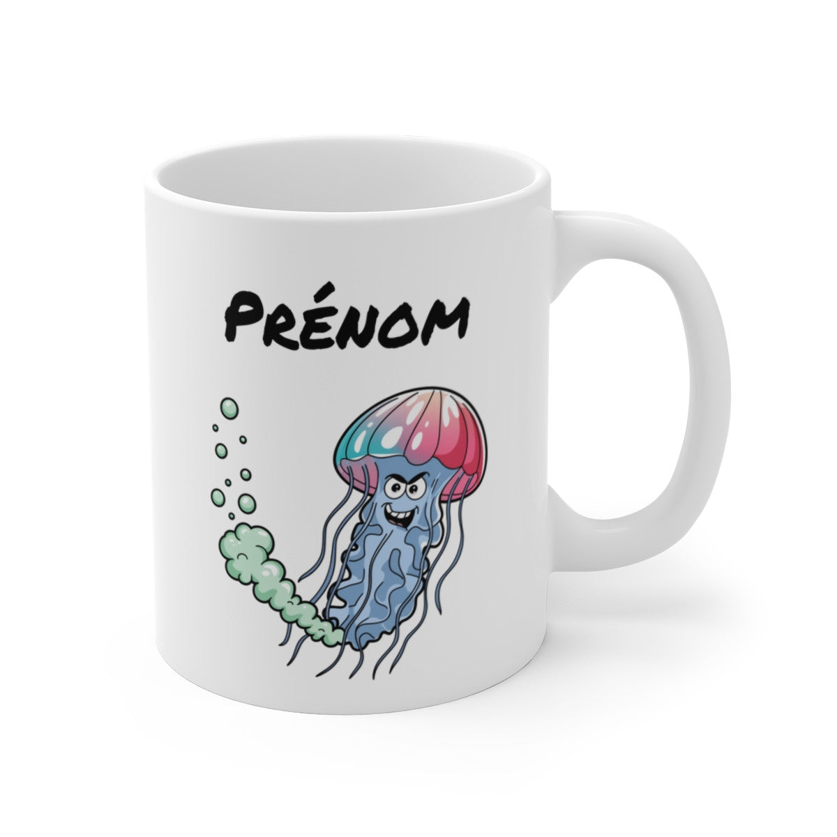 Tasse Personnalisable Méduse Humour – Mug Cartoon avec Prénom 325ml Cadeau Original Mer