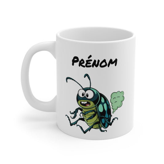 Tasse Personnalisable Insecte qui Pète – Mug Scarabée Drôle avec Prénom 325ml Cadeau Humour Original