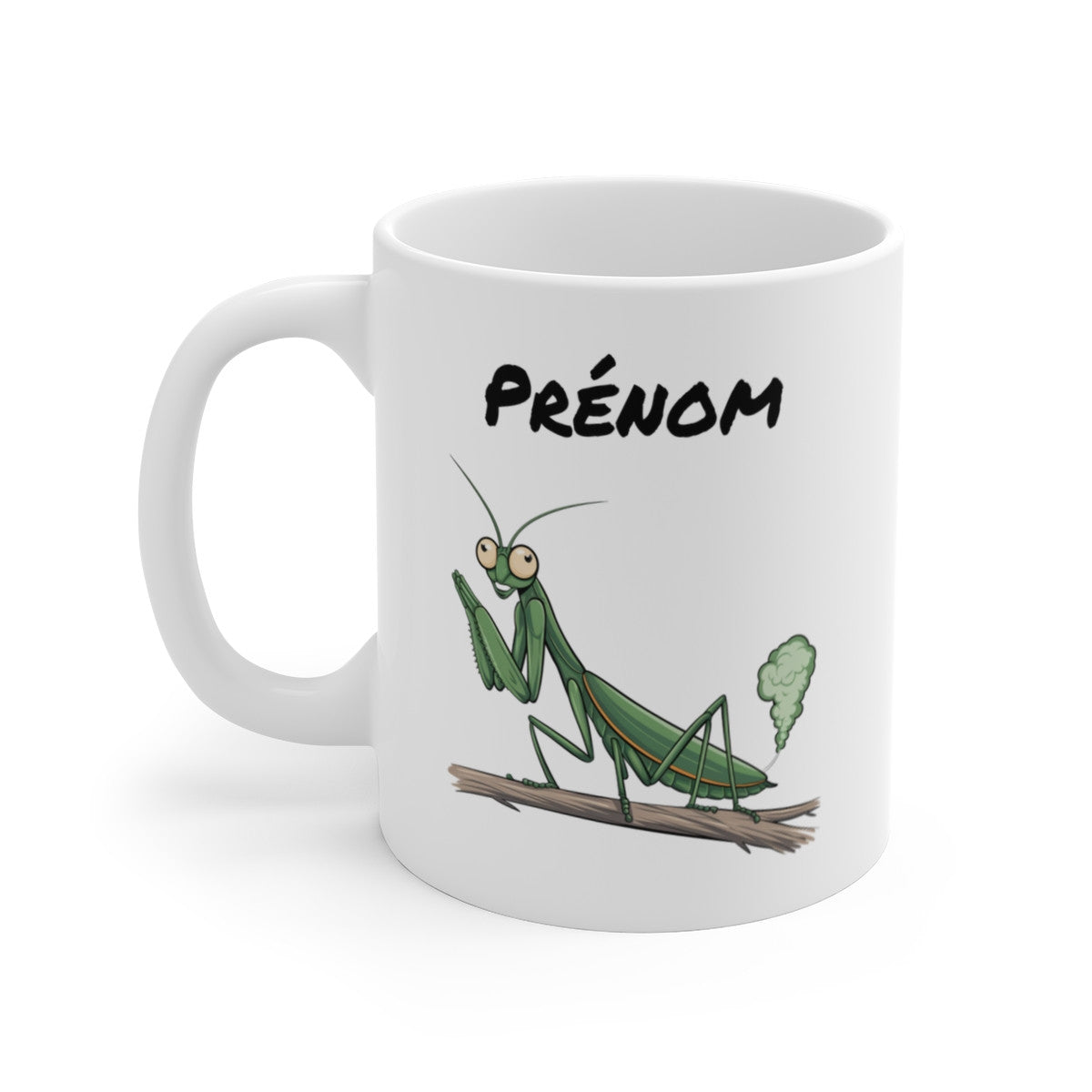 Tasse Personnalisable Mante Religieuse qui Pète – Mug Insecte Drôle avec Prénom 325ml Cadeau Humour
