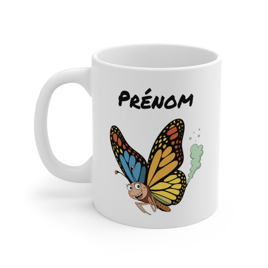 Tasse Personnalisable Papillon qui Pète – Mug Insecte Drôle avec Prénom 325ml Cadeau Humour Original