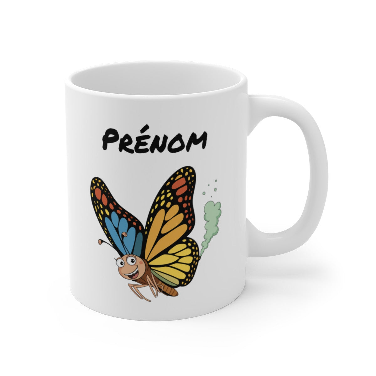 Tasse Personnalisable Papillon qui Pète – Mug Insecte Drôle avec Prénom 325ml Cadeau Humour Original