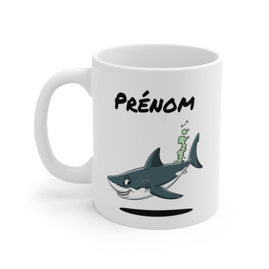 Tasse Personnalisable Requin qui Pète – Mug Humour Animal Marin avec Prénom 325ml Cadeau Drôle Original