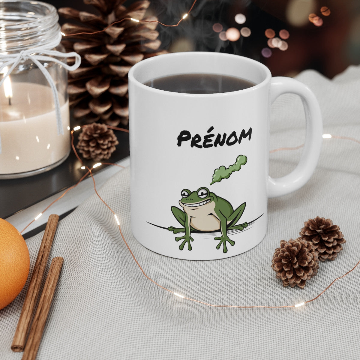 Tasse Personnalisable Grenouille qui Pète – Mug Humour Animal Rigolo avec Prénom 325ml Cadeau Original