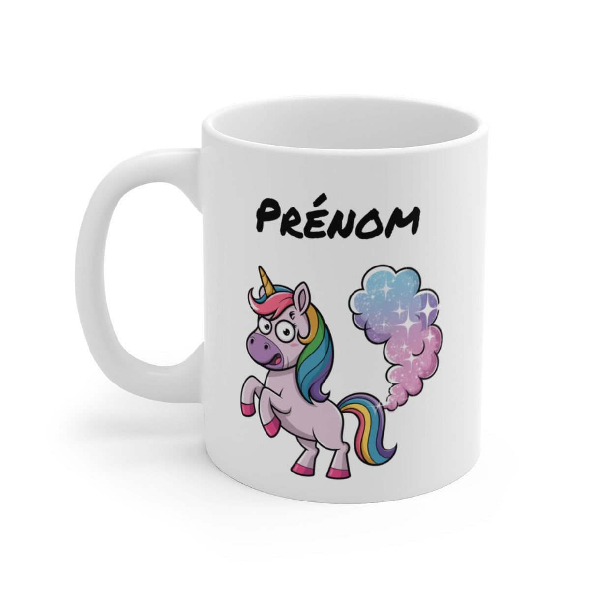 Tasse Personnalisable Licorne qui Pète des Paillettes – Mug Humour Magique avec Prénom 325ml Cadeau Original