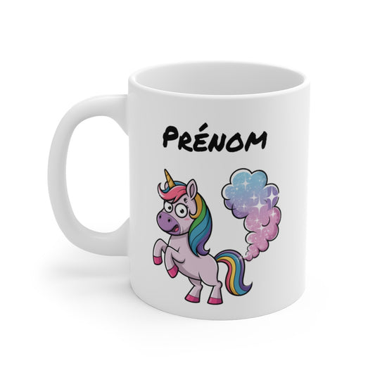 Tasse Personnalisable Licorne qui Pète des Paillettes – Mug Humour Magique avec Prénom 325ml Cadeau Original