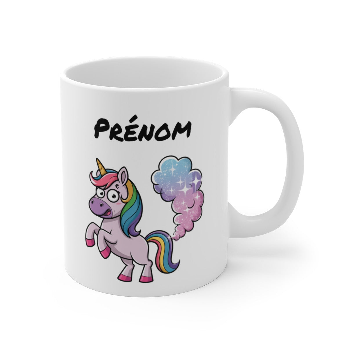 Tasse Personnalisable Licorne qui Pète des Paillettes – Mug Humour Magique avec Prénom 325ml Cadeau Original