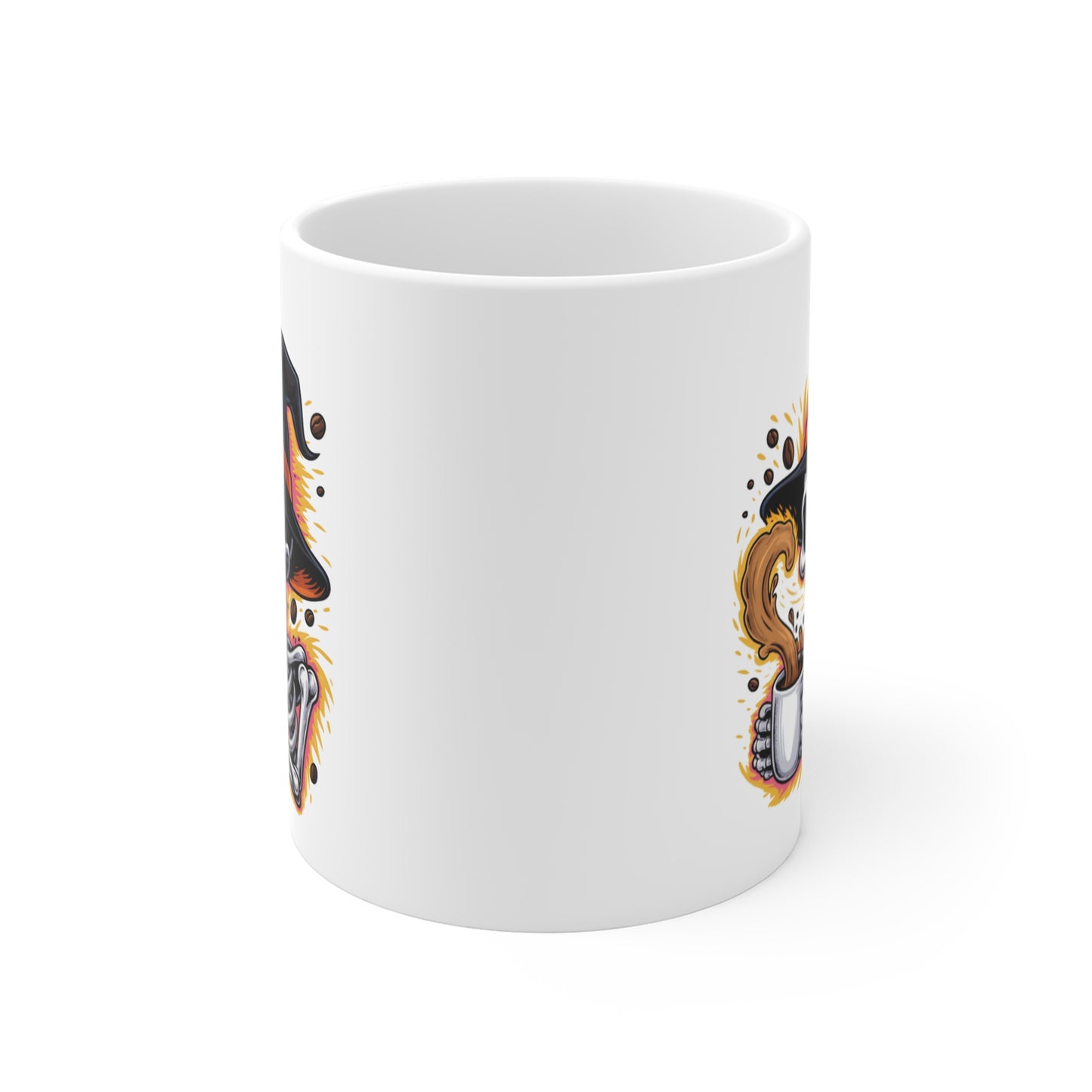 Mug Halloween Squelette Sorcier – Tasse Céramique 325ml – Illustration Effrayante et Drôle – Cadeau Café ou Thé