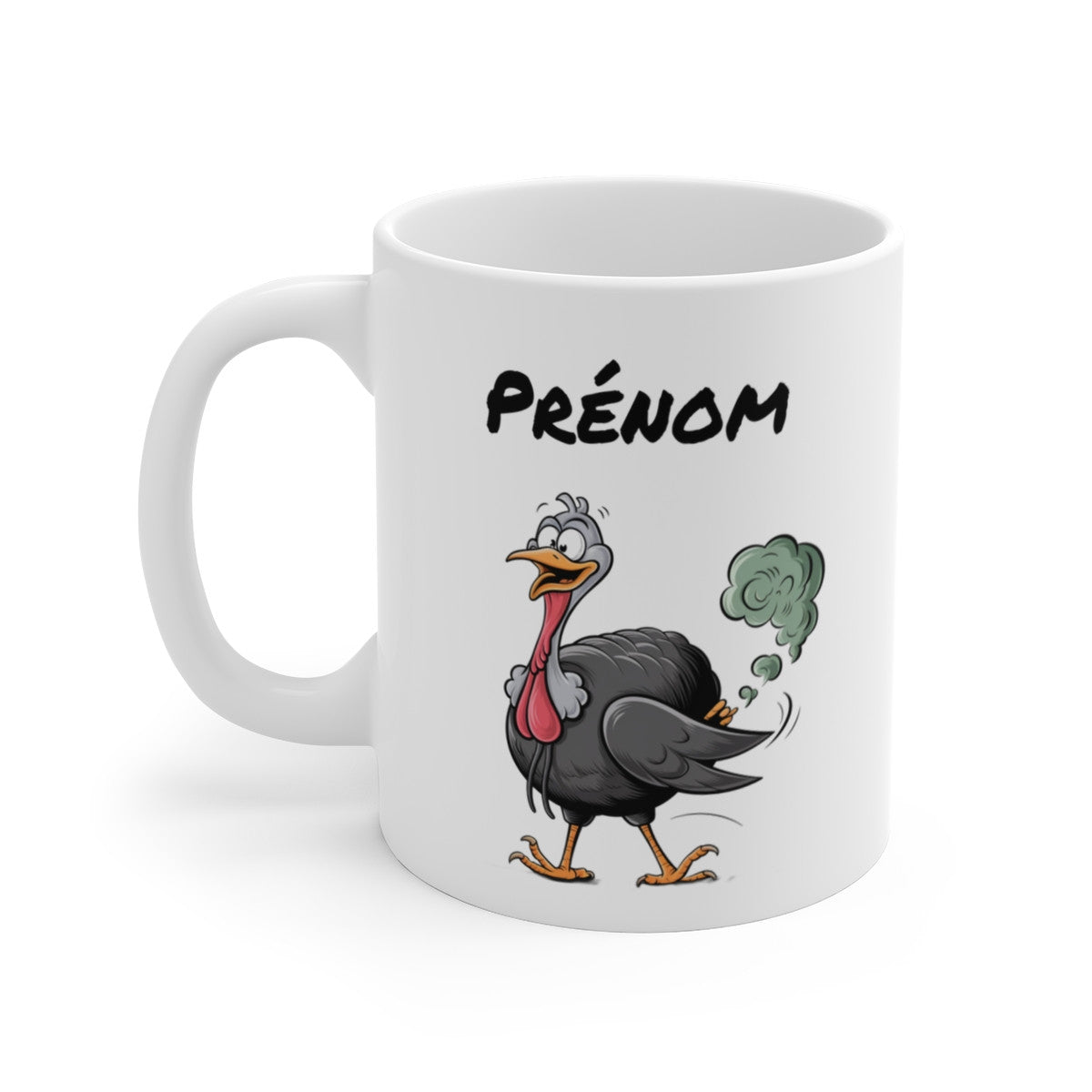 Tasse Personnalisable Dinde qui Pète – Mug Humour Oiseau Rigolo avec Prénom 325ml Cadeau Original