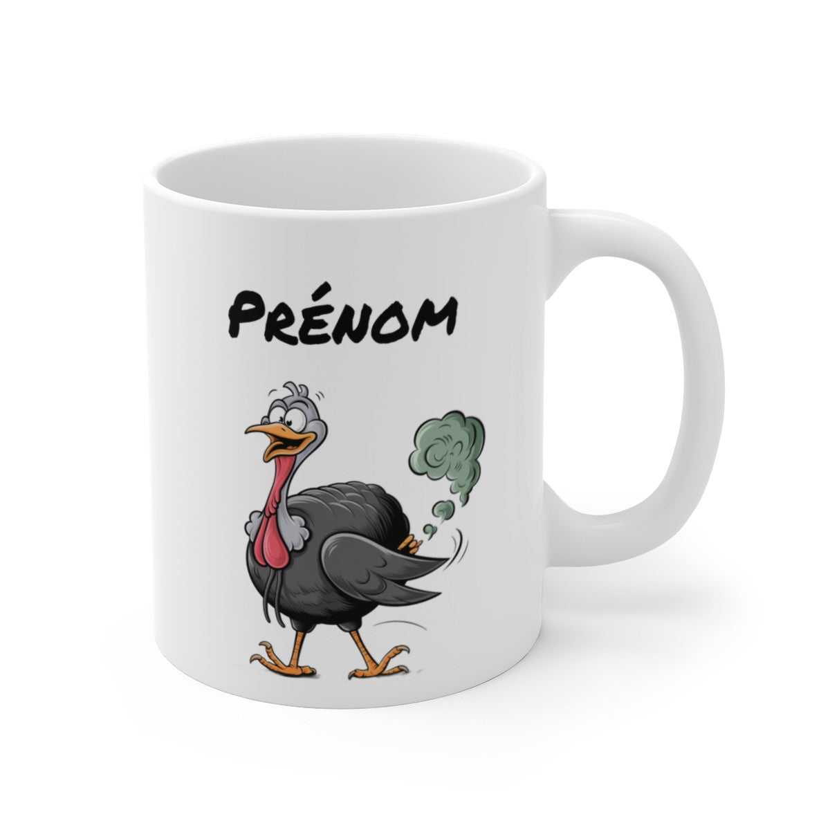 Tasse Personnalisable Dinde qui Pète – Mug Humour Oiseau Rigolo avec Prénom 325ml Cadeau Original