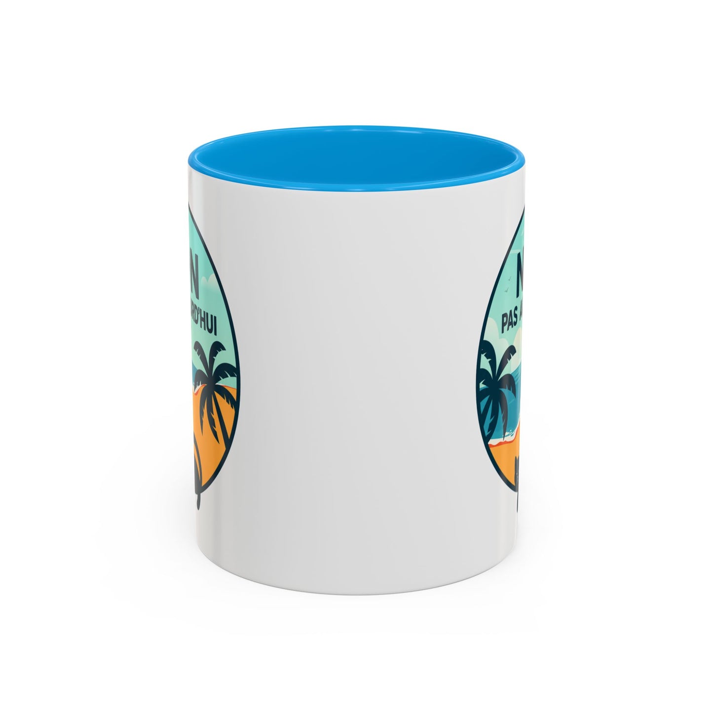 Tasse Chat Homme et Femme – Non Pas Aujourd'hui – Mug Humour Chat Relax Plage Vacances – Cadeau Original pour Amoureux des Chats – 325 ml