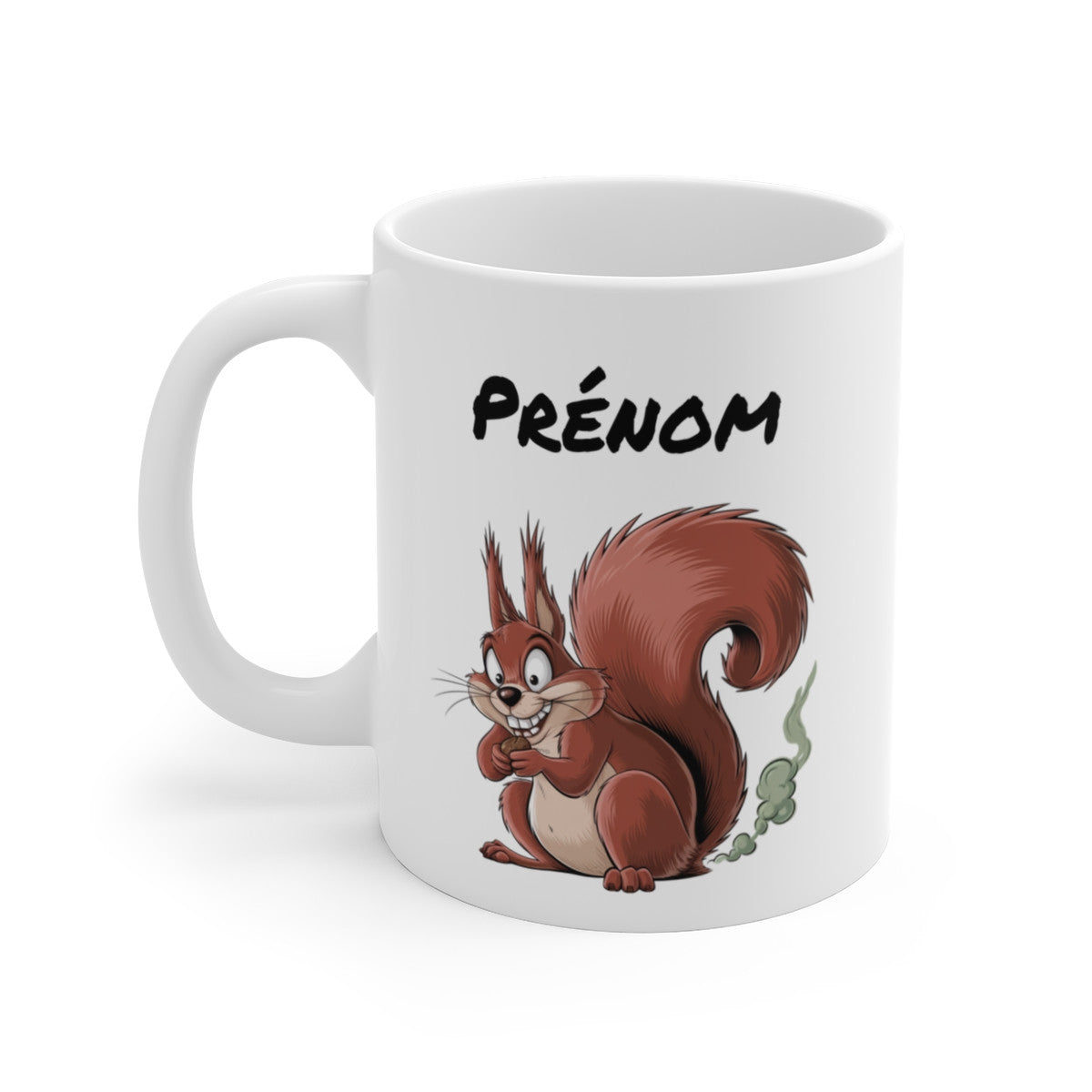 Tasse Personnalisable Écureuil qui Pète – Mug Humour Animal Rigolo avec Prénom 325ml Cadeau Original