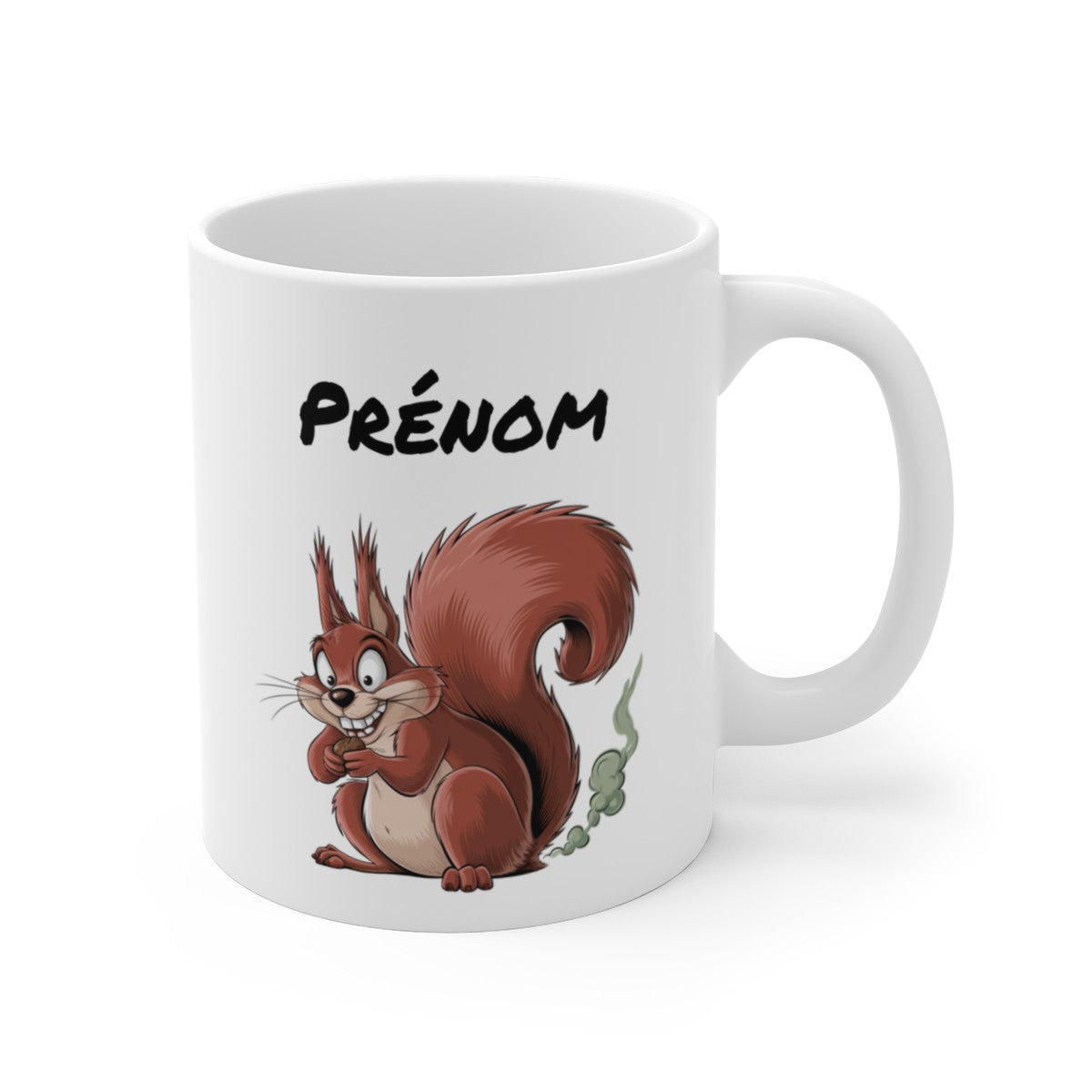 Tasse Personnalisable Écureuil qui Pète – Mug Humour Animal Rigolo avec Prénom 325ml Cadeau Original