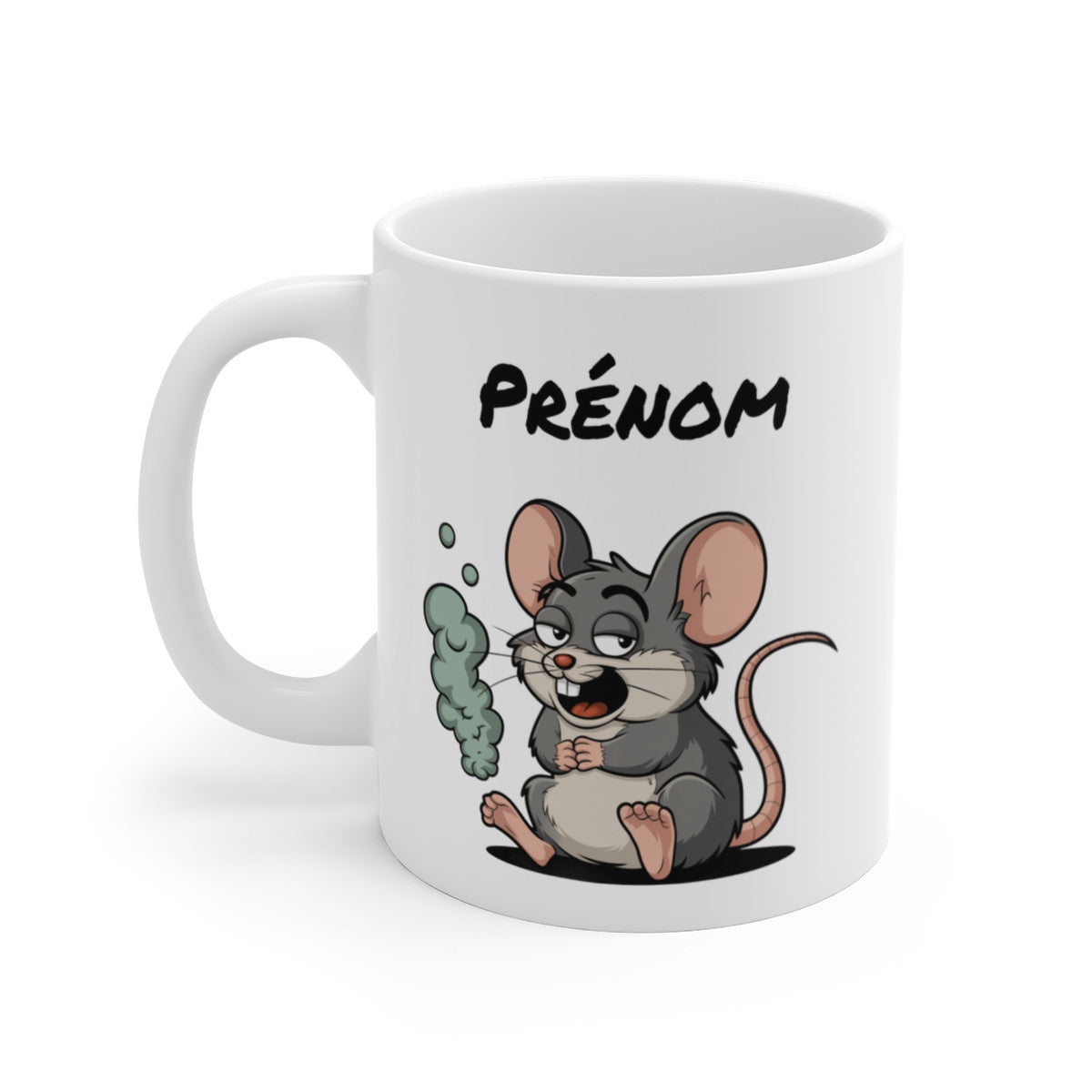 Tasse Souris qui Pète Personnalisable – Mug Humour Animal Rigolo avec Prénom 325ml Cadeau Original